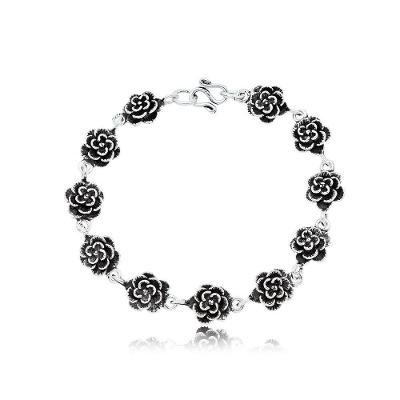Pulseira Rosas Prata De Bali 925