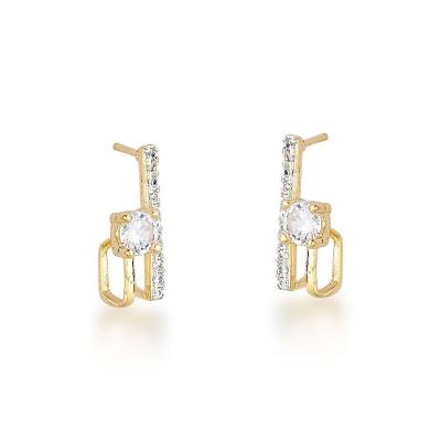 Brinco Pequeno Linha E Ponto De Luz Banhado A Ouro 18k