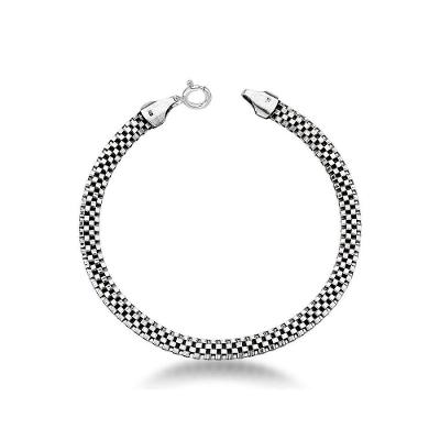Pulseira Chata Pipoca Prata De Bali 925 - 19cm