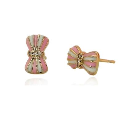 Brinco Infantil Laço Banhado A Ouro 18k - Branco