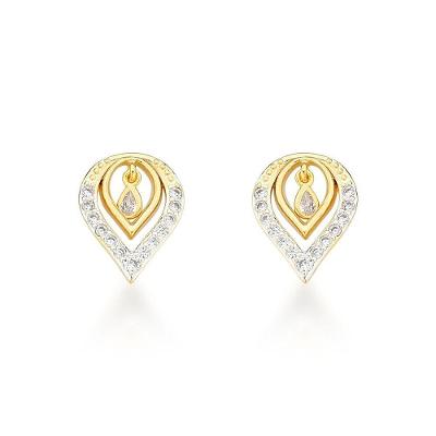 Brincos Elegantes Banhados A Ouro 18k Com Detalhes Em Zircônia