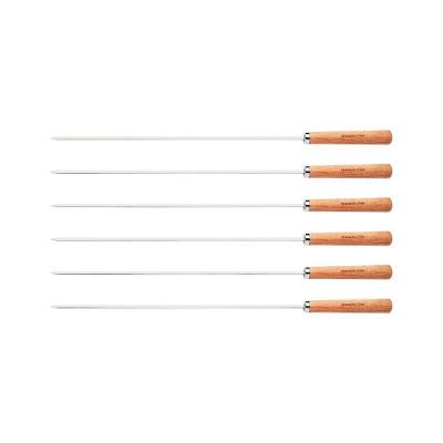 Conjunto De Espetinhos Tramontina 6 Peças Aço Inox Com Cabo De Madeira 50 Cm