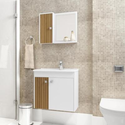 Conjunto Gabinete E Espelheira Colmar Branco Ripado