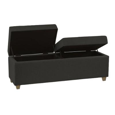 Recamier Bau Madri 1,40m Veludo Preto - Inova Decorações