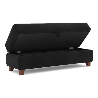Recamier Calçadeira Bella 1,40m Suede Preto - Clique Decorações