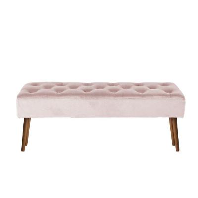 Banco Estofado Rubi 1,20m Suede Rosa Bebe - Clique Decorações
