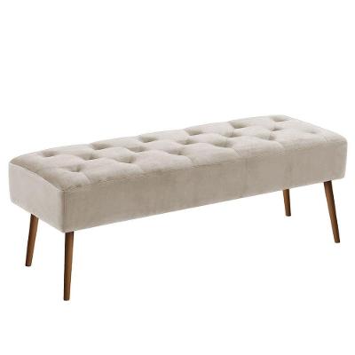 Banco Estofado Rubi 1,40m Suede Bege - Clique Decorações