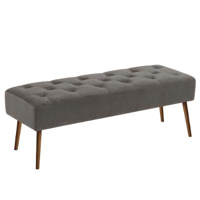 Banco Estofado Rubi 1,40m Suede Cinza - Clique Decorações