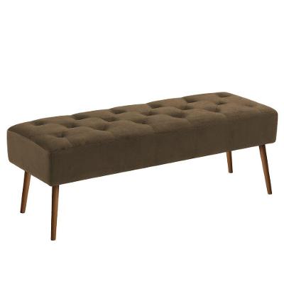 Banco Estofado Rubi 1,40m Suede Marrom - Clique Decorações