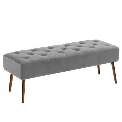 Banco Estofado Rubi 1,60m Linho Cinza - Clique Decorações