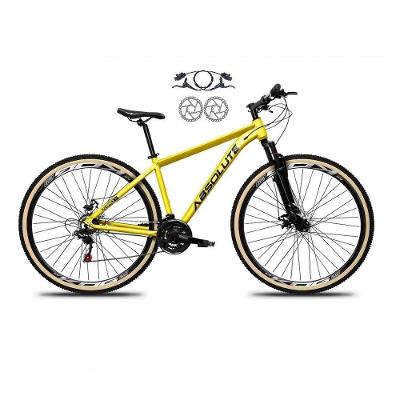 Bicicleta Aro 29 Absolute Nero 5 Freios Disco Hidráulicos 24v Garfo Suspensão Pneu Faixa - Amarelo Tam.19