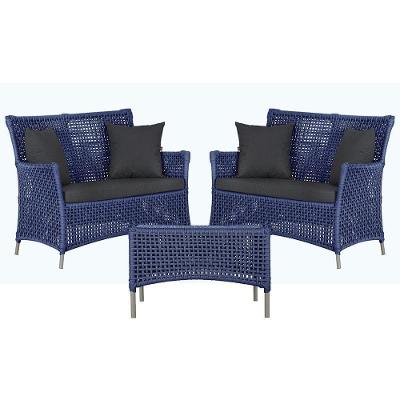 2 Sofás E Mesa Igapó Alumínio Fendi Corda Náutica E11 Trama Azul