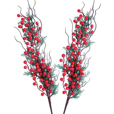 Kit 8 Jardim Galho Artificial Frutas Vermelhas Natal De 70cm