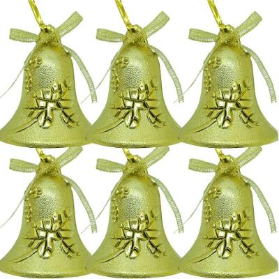 Kit 6 Pendente Natalino Decoração Sinos Dourados Natal 6cm