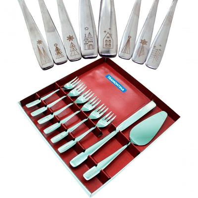 Jogo Para Torta Talheres Natal Tramontina Inox Natalino 8pçs