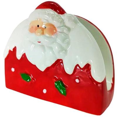 Kit 5 Porta Guardanapo Decorativo Natal Papai Noel Cerâmica
