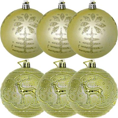 Kit 6 Bolas Dourada De Natal Enfeite árvore De Natal De 80mm