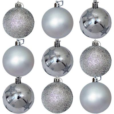 Kit 9 Bolas De Natal árvore Natal Enfeite Glitter Prata 60mm