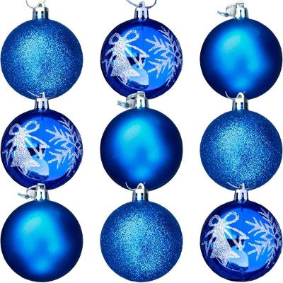 Kit 9 Enfeite Bolas De Natal árvore Natal Glitter Azul 60mm