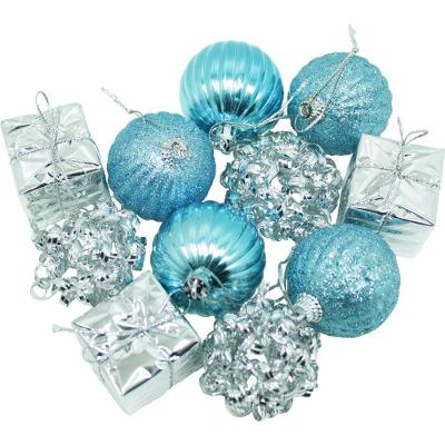 Kit 22 Peças Enfeite Tubo Natalino árvore De Natal Azul 5cm