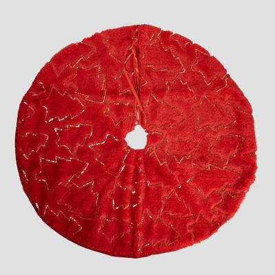 Saia Para árvore De Natal 60cm Pelúcia Vermelha Poliéster