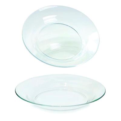 Kit Jogo Prato Fundo Transparente Em Vidro 8 Peças 22,5cm