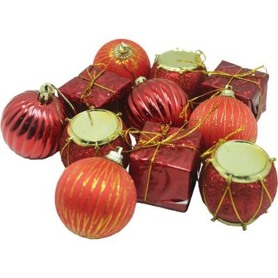 Kit 22 Pçs Enfeite Tubo Natalino árvore Natal Vermelho 5cm