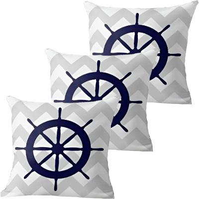 Kit 3 Capas De Almofadas Azul Timão Navegação Marítima