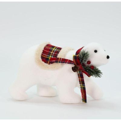 Natalino Enfeite Ursinho Polar Com Cachecol Xadrez 18 Cm