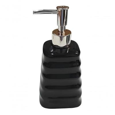 Porta Sabonete Liquido De Cerâmica Modelagem Lavabo Preto