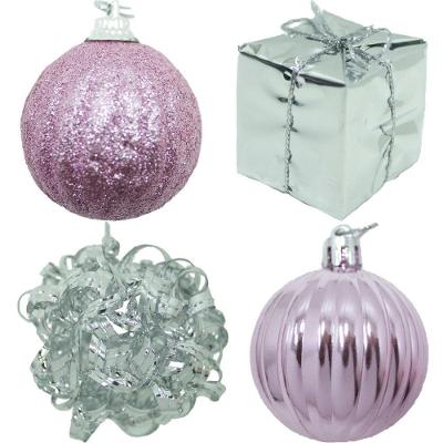 Kit 44 Peças Enfeite Tubo Natalino árvore De Natal Rosa 5cm