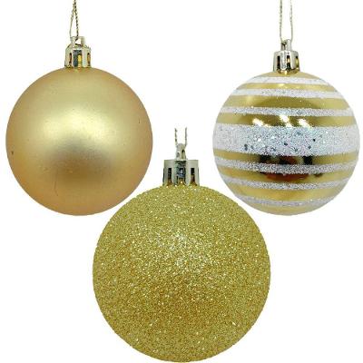 Kit 45 Bolas Natalino Enfeite árvore De Natal Gliter Dourada
