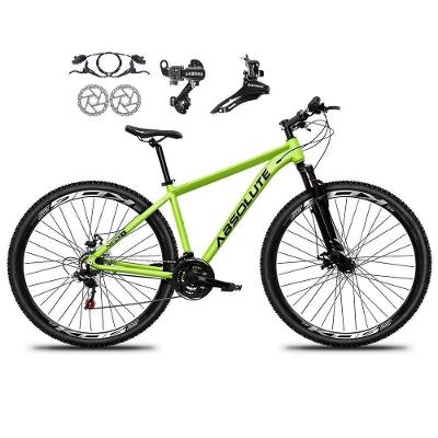 Bicicleta Aro 29 Absolute Nero 5 21v Alumínio Câmbios Shimano Freio Disco Hidráulico Garfo Suspensão - Verde Tam.15