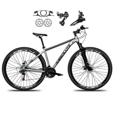 Bicicleta Aro 29 Absolute Nero 5 21v Alumínio Câmbios Shimano Freio Disco Hidráulico Garfo Suspensão - Cinza Tam.15