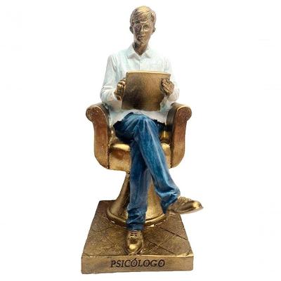 Estatueta Decorativa Psicólogo Escultura Resina Enfeite 20cm
