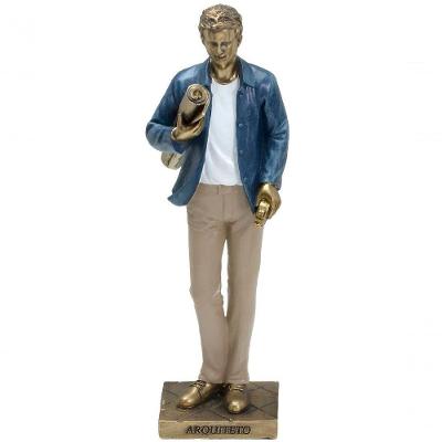 Estatueta Profissão Arquiteto Escultura Resina Enfeite 25cm