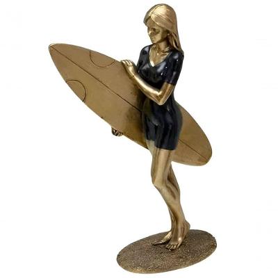 Escultura Decorativa Surfista Prancha Resina Estatueta 24cm