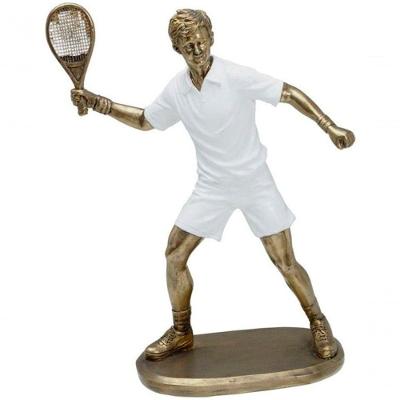 Estatueta Decorativa Tenista Raquete Resina Escultura 24cm