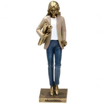 Estatueta Profissão Arquiteta Escultura Resina Enfeite 23cm