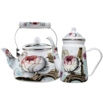 Kit Chaleira 2,5l Bule 1,2l Aço Esmaltada Paris.