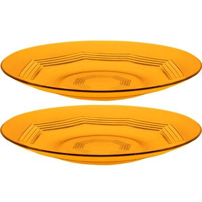 Jogo Pratos Raso Jantar 8pçs 8 Pessoas âmbar Em Vidro 23cm