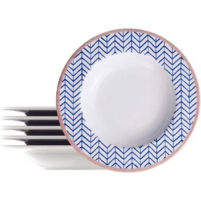 Jogo Prato Fundo Sopa Lanche 12pçs 12 Pessoas Abstratta 23cm