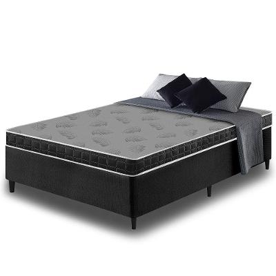 Cama Box Casal Preta + Colchão Querubin D20 138x188