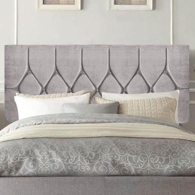 Painel Estofada Istambul Botão Capitonê 195cm King Size Para Cama Box Quarto Suede Cinza Claro - Gat Magazine