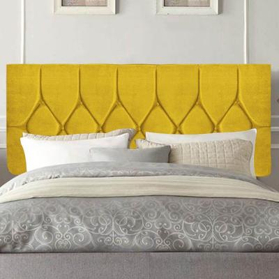 Painel Estofada Istambul Botão Capitonê 140cm Casal Para Cama Box Quarto Corino Amarelo - Gat Magazine