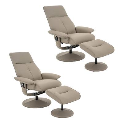 Kit 2 Poltronas De Massagem Reclinável E Giratória Arizona Com Apoio De Pés Pu Fendi G56 - Gran Belo