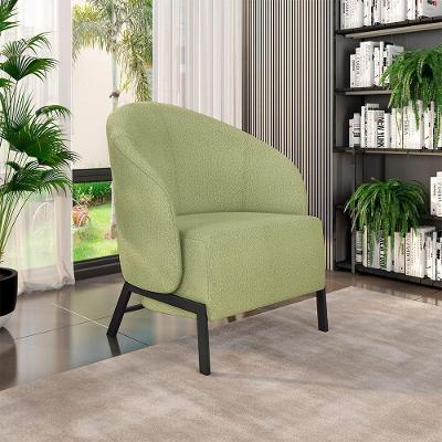 Poltrona Decorativa Sala De Estar Kenya Pés Em Ferro Bouclê Preto/verde G33 - Gran Belo
