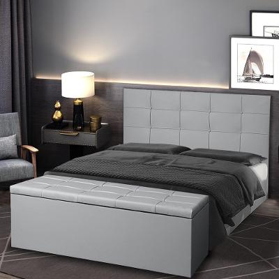 Kit Cabeceira E Calçadeira Baú Casal King 1,95m Roma Material Sintético Cinza Dal Poz Estofados