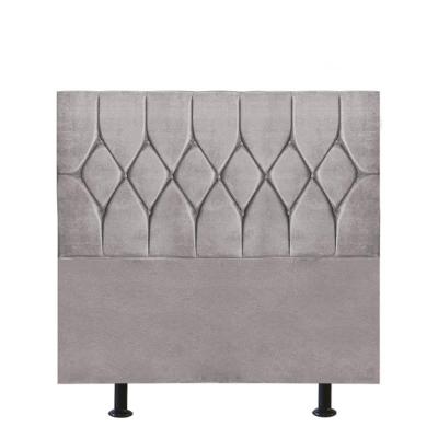 Cabeceira Estofada Istambul Capitonê 90cm Solteiro Box Quarto Suede Cinza Claro - Gat Magazine