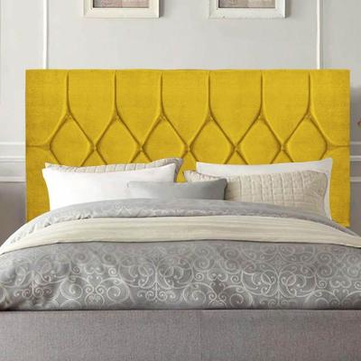 Cabeceira Estofada Istambul Capitonê 140cm Casal Box Quarto Suede Amarelo - Gat Magazine